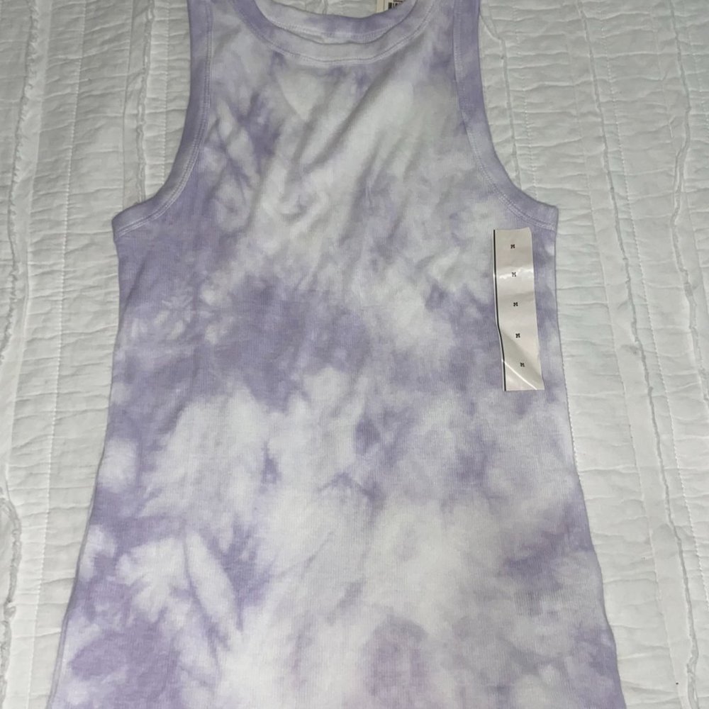 "a new day" medium purple tie dye tank top